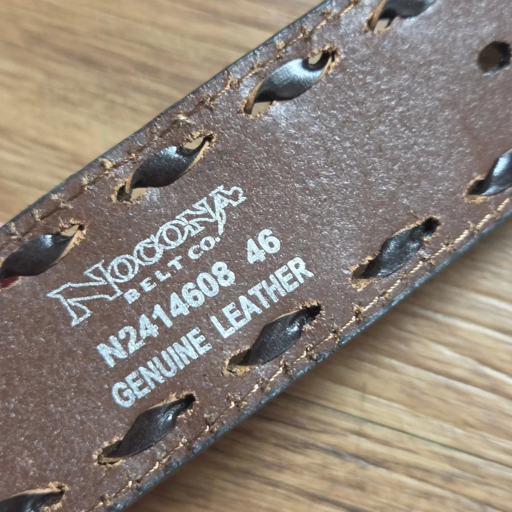 Nocona Belt Co Mens Tooled Leather Turquoise Underlay Western Belt 46 N2414608